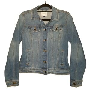 Universal Thread Womens S Denim Jacket Blue Jean Freeborn Trucker Medium Wash